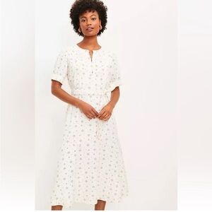 Cream Patterned Midi Dress